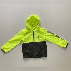 Nike Neon Yellow Green Hooded Kids 3T‎ Windbreaker Rain Jacket